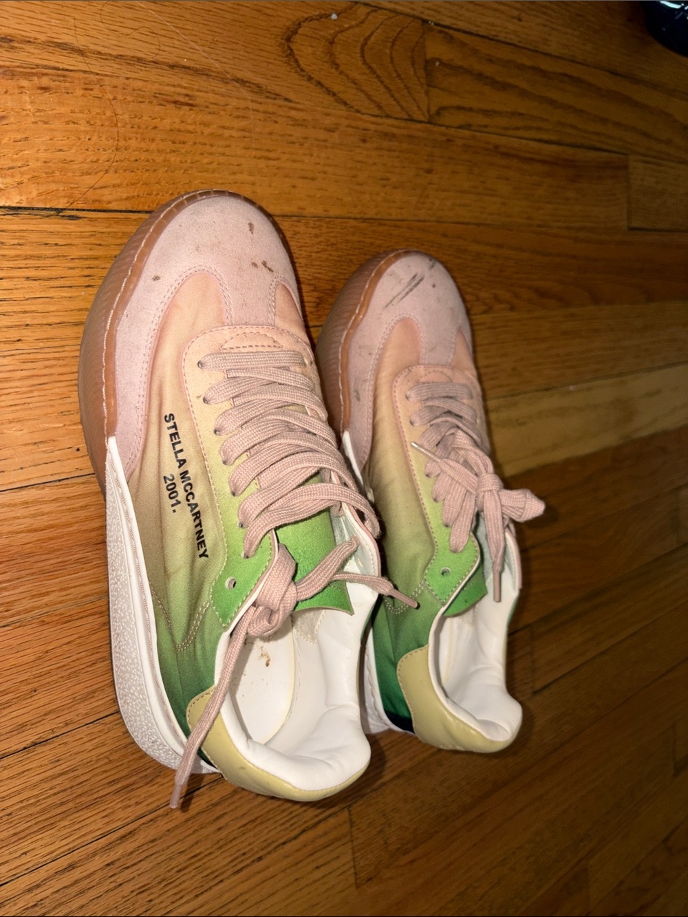 Stella McCartney Pink and Green Ombre Low-Top Sneakers